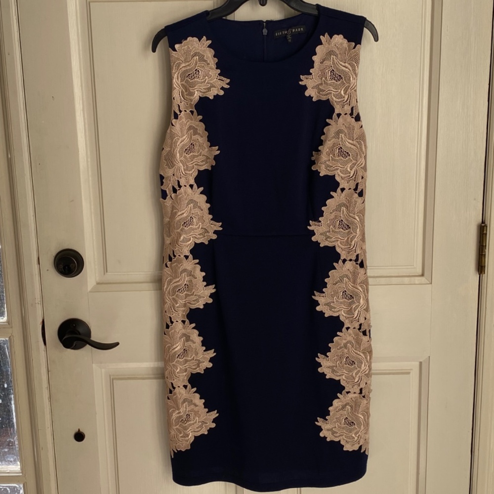 Navy and Tan Dress